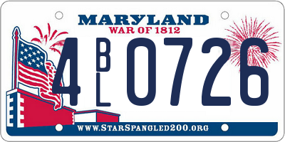 MD license plate 4BL0726