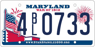 MD license plate 4BL0733