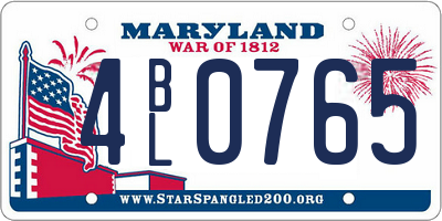 MD license plate 4BL0765