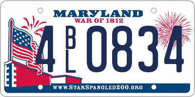 MD license plate 4BL0834