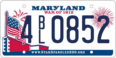 MD license plate 4BL0852