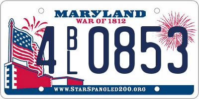 MD license plate 4BL0853