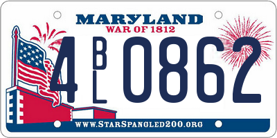 MD license plate 4BL0862