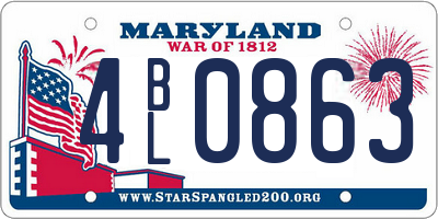 MD license plate 4BL0863