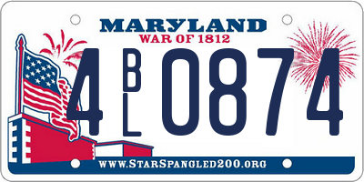 MD license plate 4BL0874