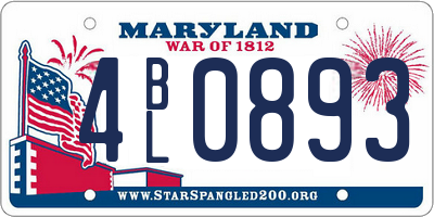 MD license plate 4BL0893