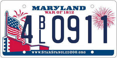MD license plate 4BL0911