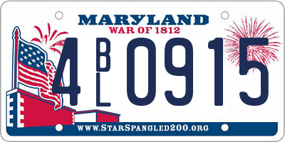 MD license plate 4BL0915