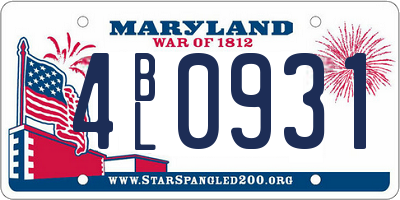 MD license plate 4BL0931