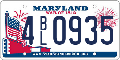 MD license plate 4BL0935