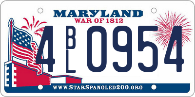 MD license plate 4BL0954