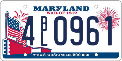 MD license plate 4BL0961