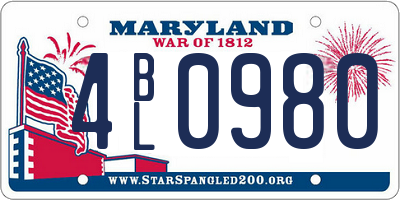 MD license plate 4BL0980