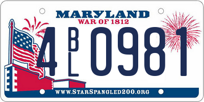 MD license plate 4BL0981