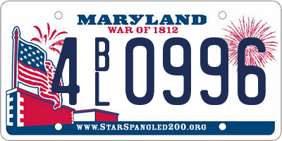 MD license plate 4BL0996
