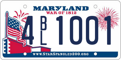 MD license plate 4BL1001