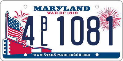 MD license plate 4BL1081