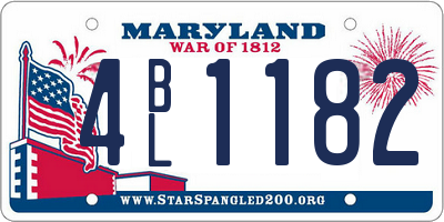 MD license plate 4BL1182