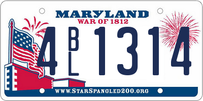 MD license plate 4BL1314