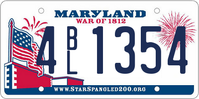 MD license plate 4BL1354