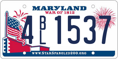MD license plate 4BL1537