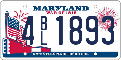 MD license plate 4BL1893