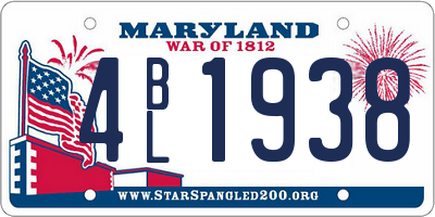 MD license plate 4BL1938