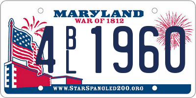 MD license plate 4BL1960