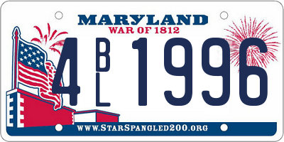 MD license plate 4BL1996