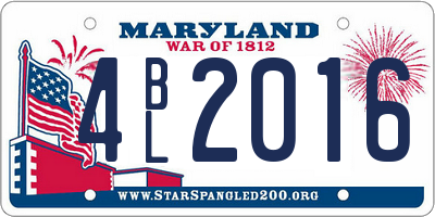 MD license plate 4BL2016