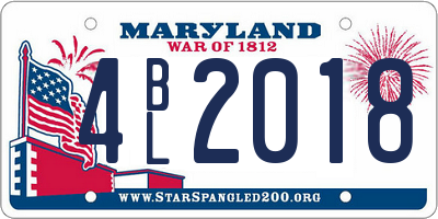 MD license plate 4BL2018