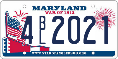 MD license plate 4BL2021
