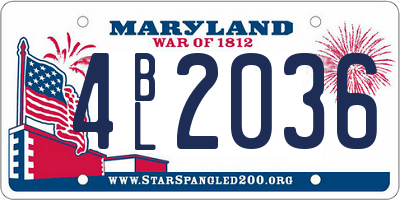 MD license plate 4BL2036