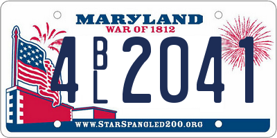 MD license plate 4BL2041