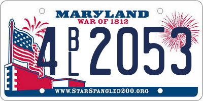 MD license plate 4BL2053