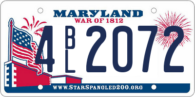 MD license plate 4BL2072