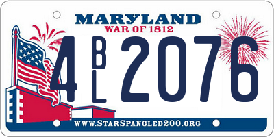 MD license plate 4BL2076