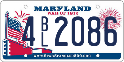 MD license plate 4BL2086