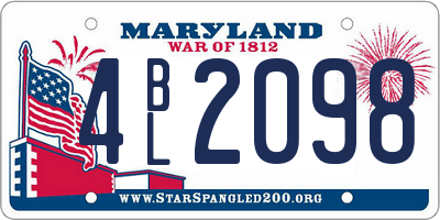 MD license plate 4BL2098