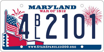 MD license plate 4BL2101