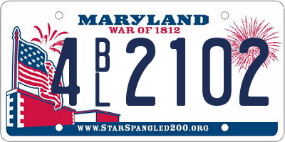 MD license plate 4BL2102