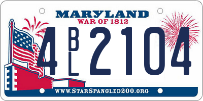 MD license plate 4BL2104