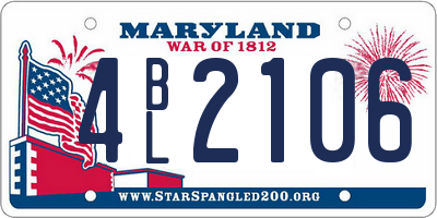MD license plate 4BL2106