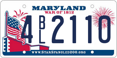 MD license plate 4BL2110