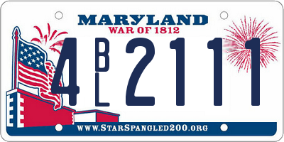 MD license plate 4BL2111
