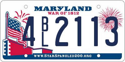 MD license plate 4BL2113