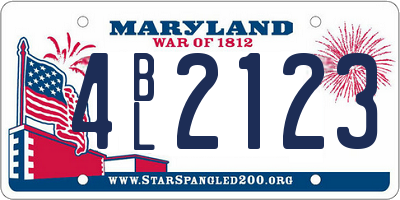 MD license plate 4BL2123