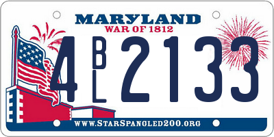 MD license plate 4BL2133