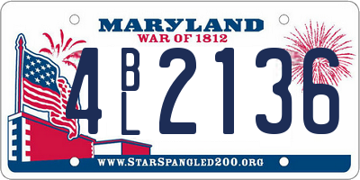 MD license plate 4BL2136