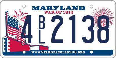 MD license plate 4BL2138